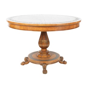 A Mahogany Leather-Top Pedestal Table