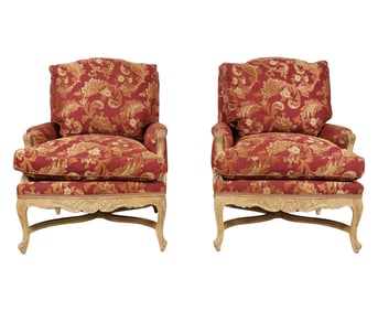 A Pair of Minton Spidell Louis XV Provincial-Style Bergeres