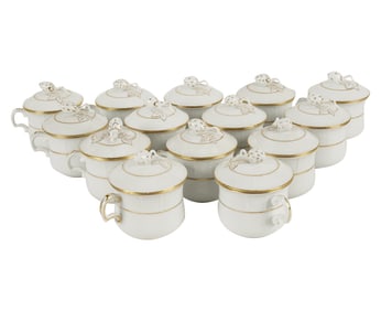 A Set of Fourteen Herend Porcelain Pot de Cremes