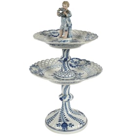 A Blue Onion Pattern Porcelain Dessert Stand