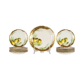 A Group of Limoges Porcelain Plates Decorated with Lemons