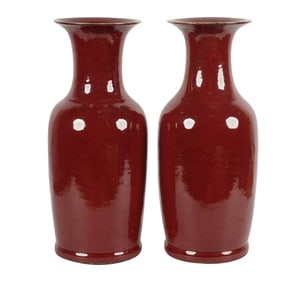 A Pair of Chinese Oxblood Porcelain Vases