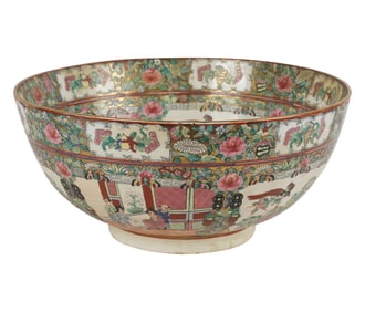 A Chinese Rose Medallion Porcelain Punch Bowl