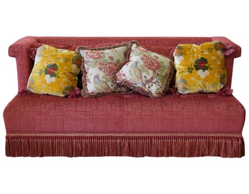 A Red Designer Fabric-Upholstered Sofa