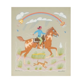 Harrison Begay(Haskay Yahne Yah): Horse and Rider under Rainbow.