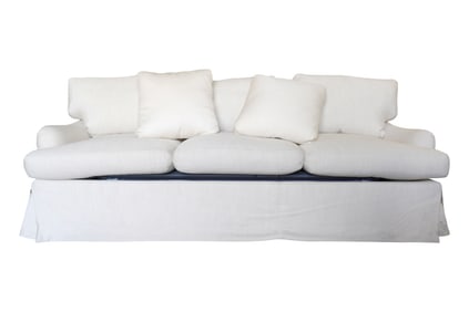 A White Linen Upholstered Sleeper Sofa