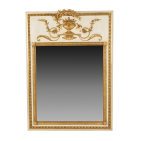 A Neoclassical-Style Painted and Gilt Mirror