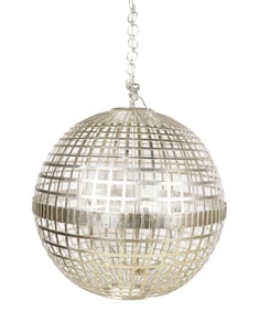 A Silvered Metal Spherical Ceiling Light Fixture