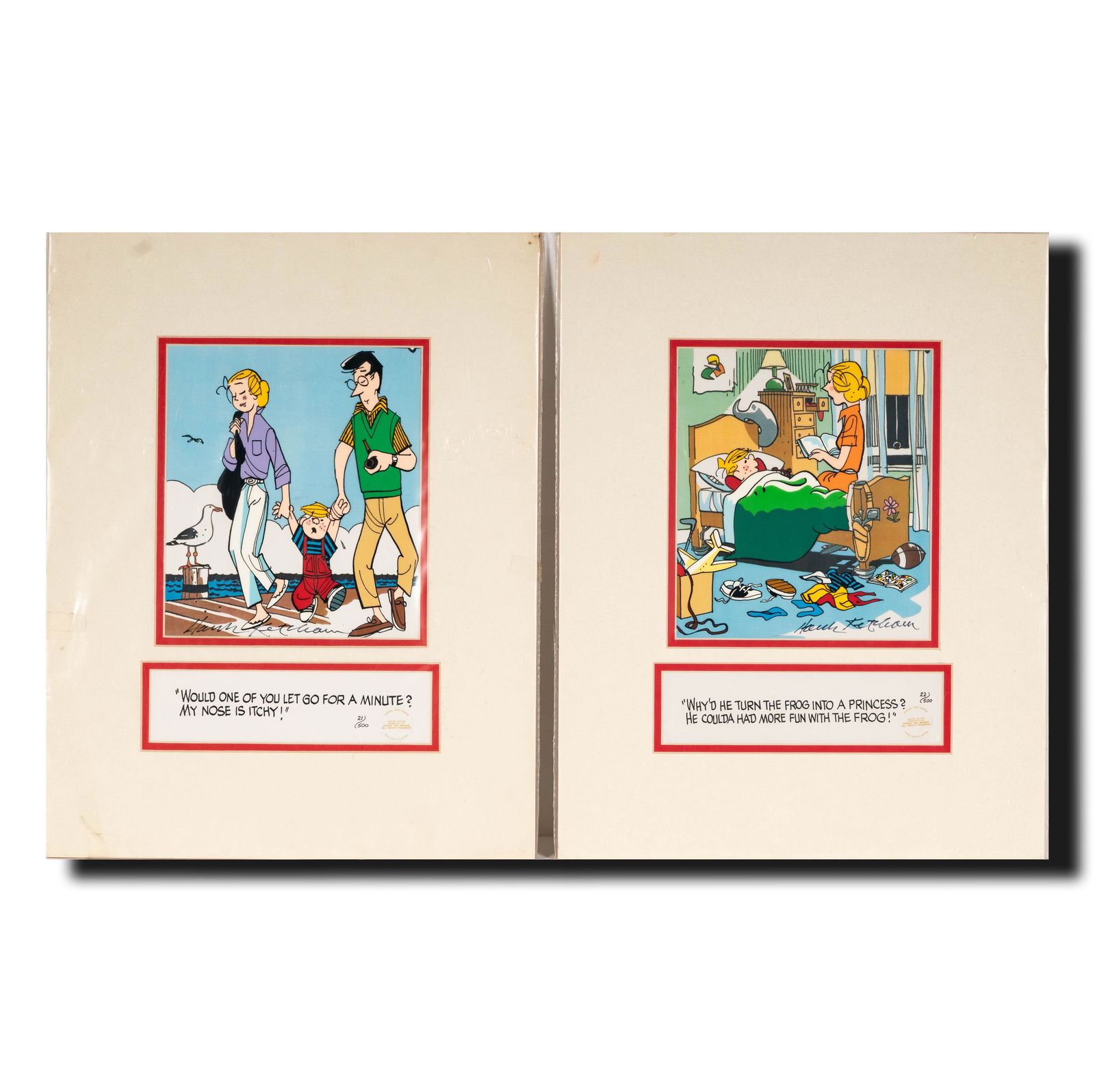 Two Signed Dennis The Menace Cartoon Cells (1 of 14)