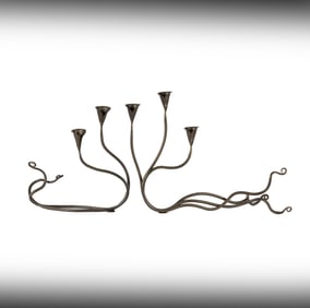 Two Modernist Metal Candlestands