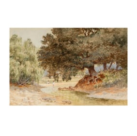 William Lees Judson, British 1842-1928, Children in a Stream Landscape