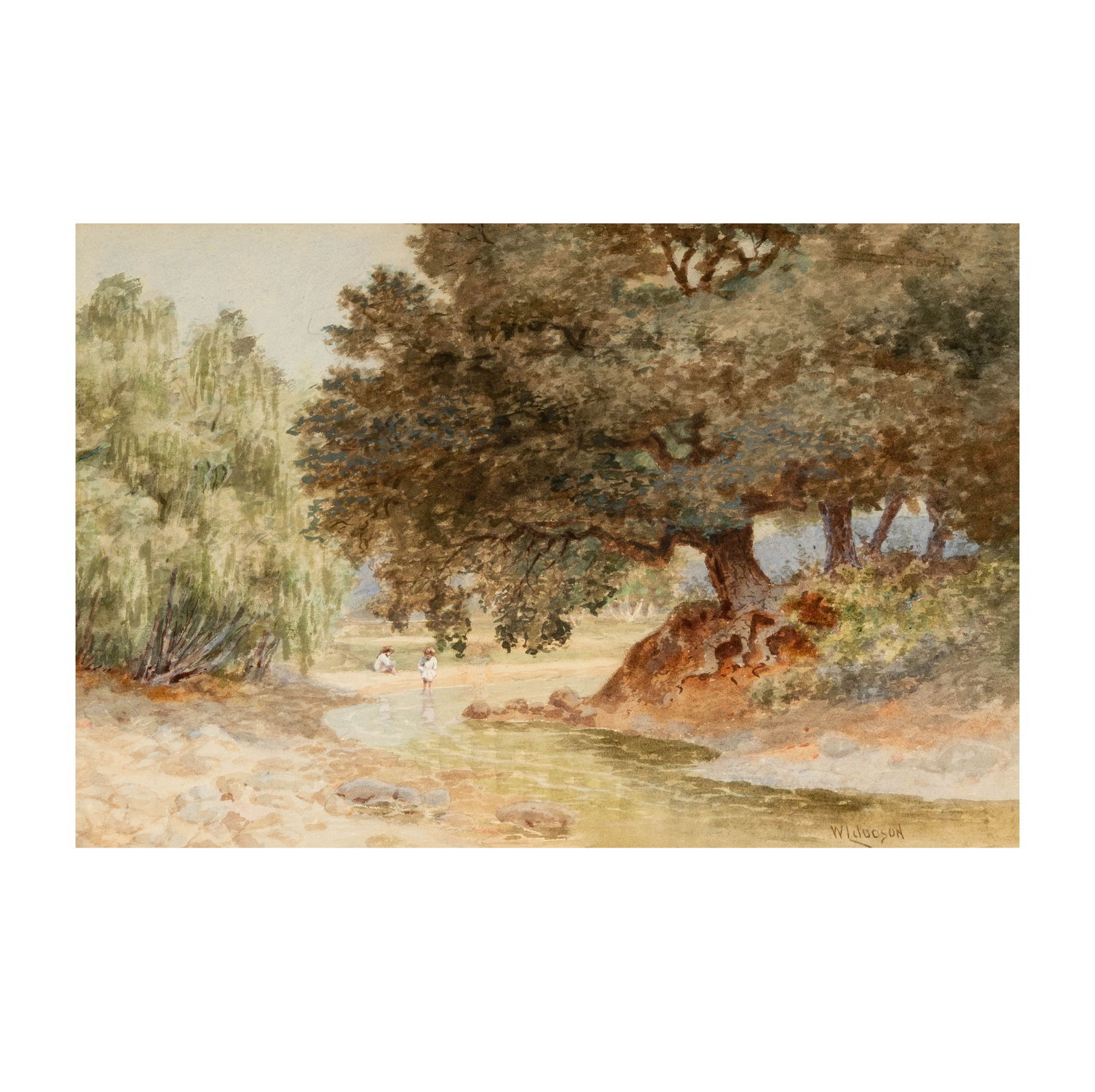 William Lees Judson, British 1842-1928, Children in a Stream Landscape (1 of 10)