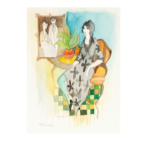 Itzchak Tarkay, Serbian/Israeli 1935-2012, Seated Woman
