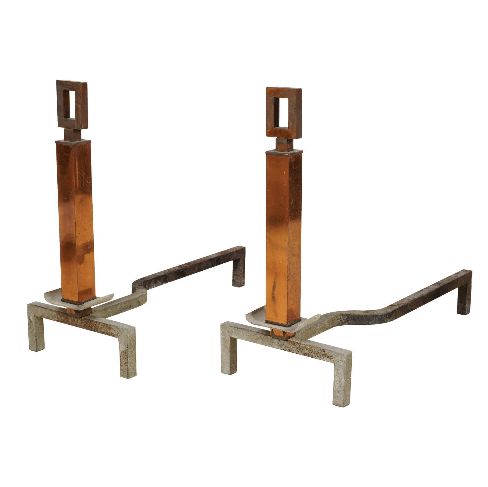 A Pair of Modernist Copper and Iron Andirons (1 of 8)