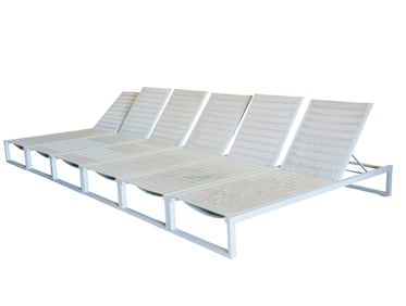 A Set of Six White-Painted Metal Patio Chaise Lounges