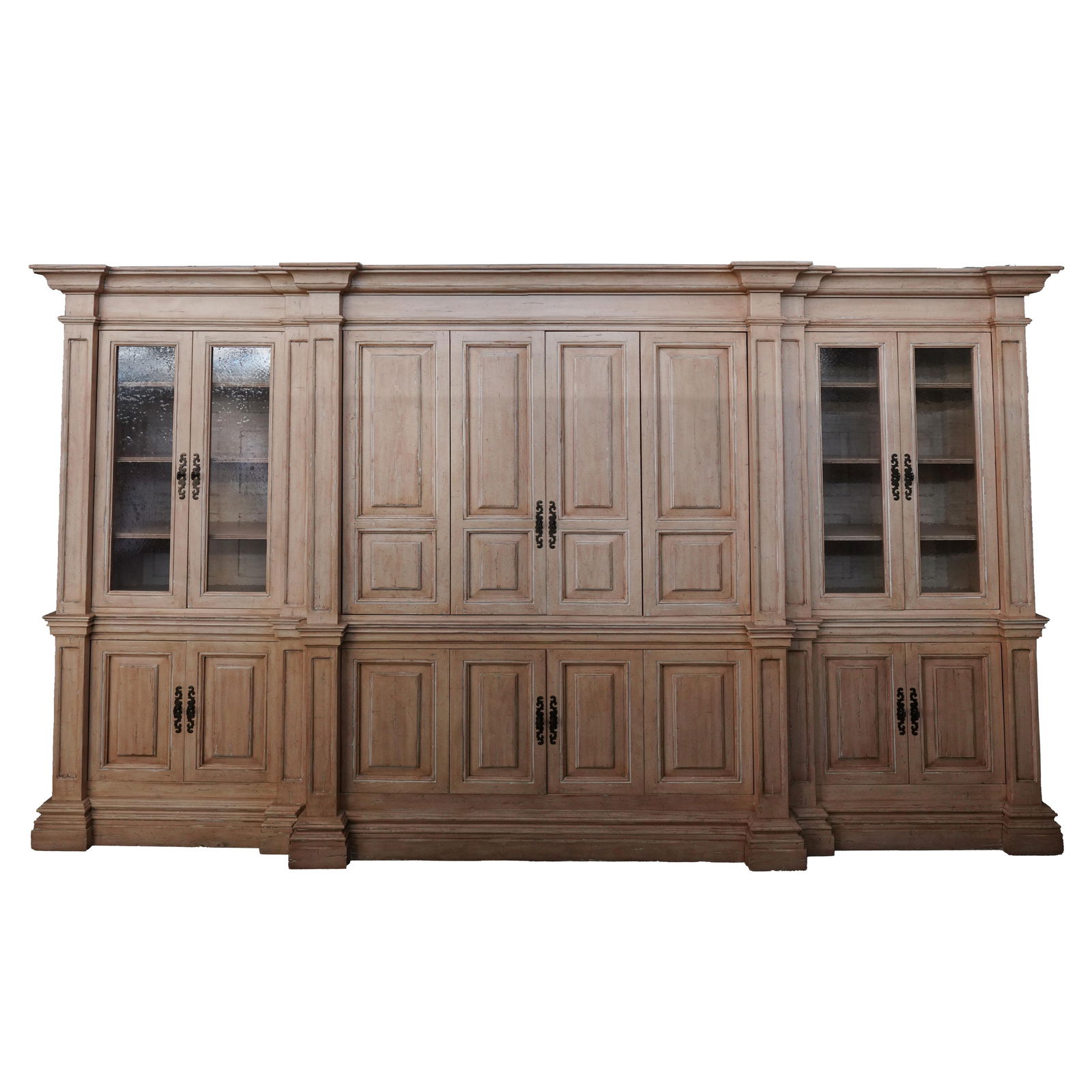 A Contemporary Entertainment Cabinet: constructed in three sections 88 x 136 1/2 x 21 in. (223.5 x 346.7 x 53.3 cm.) Notes: This item does not qualify for in-house shipping. Please see our preferred shippers list for quotes or arrange for