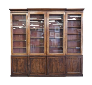 A Mahogany Breakfront Bookcase Cabinet