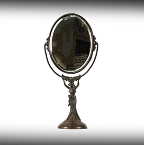 An Art Nouveau-Style Cast Iron Table Mirror