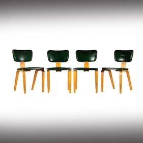 A Set of Four Thonet Bent Plywood Stackable Chairs