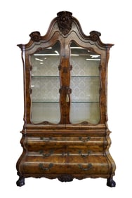 A Dutch Baroque-Style Marquetry Bombe Cabinet