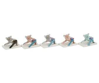 Five Herend Fishnet Porcelain Bat Figures