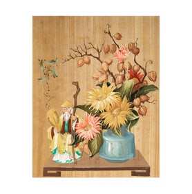 Unknown Artist: Still Life with Chinese Figure and Flowers