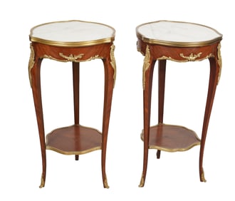 A Pair of Louis XV-Style Marble-Top Gueridons