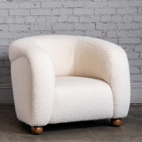French Modern Barrel Lounge Chair
