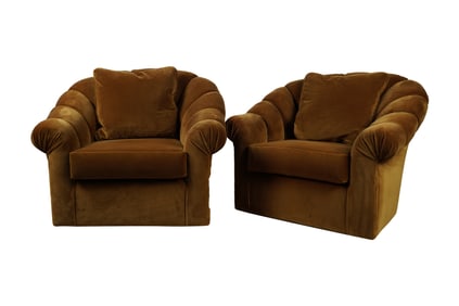 A Pair of Channel Back Upholstered Armchairs