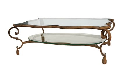 A Contemporary Iron and Glass Coffee Table