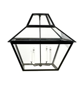 A Contemporary Black Metal and Glass Ceiling Light Fixture