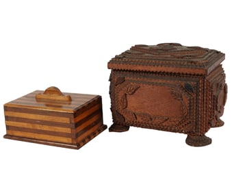 Two Tramp Art Boxes
