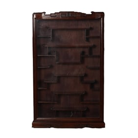 A Chinese Carved Wood Snuff Bottle Cabinet