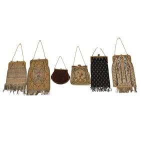 A Group of Five Vintage Beaded Purses