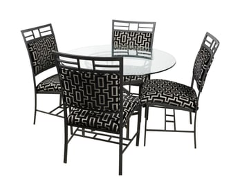 A Metal and Glass Dining Set