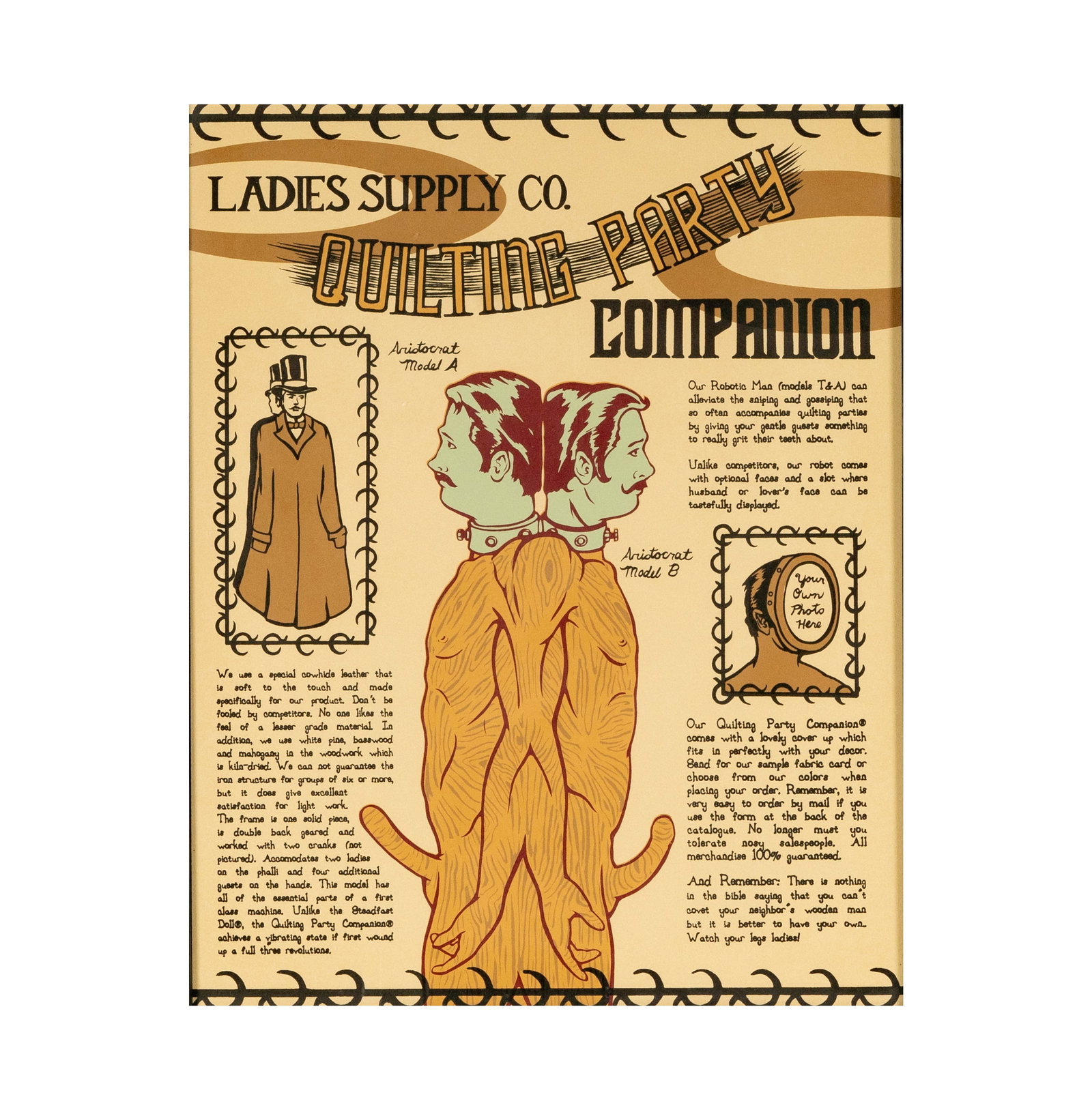 Alison Elizabeth Taylor, American B. 1972, Victorian Sexbot: Alison Elizabeth Taylor American B. 1972 Victorian Sexbot (Victorian Quilting Party Companion) screenprint on rag paper 2003; from an edition of 32; signed, titled and dated to verso of frame Sight: 1