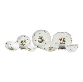 A Group of Herend Rothschild Bird Porcelain Serving Pieces