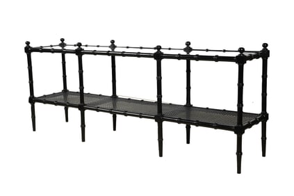 An Ebonized Faux Bamboo Sofa Table