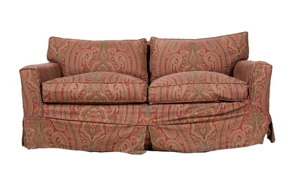 A Pair of Designer Custom Slipcovered Loveseats