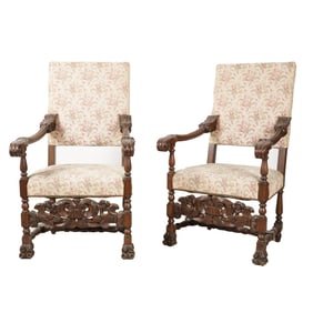 A Pair of Baroque-Style Hall Chairs