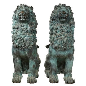 A Pair of Bronze Lions