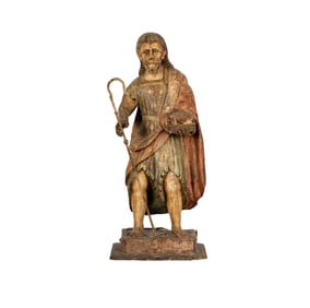 A Colonial Latin American Santo Figure of St. John the Baptist