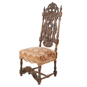 A Jacobean-Style Carved Straight Chair