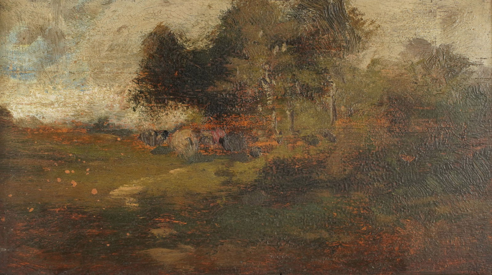 William Keith, California 1838-1911, Spring Near San Rafael, California: William Keith California 1838-1911 Spring Near San Rafael, California oil on board titled and inscribed "Painted by W. Keith" verso 5 1/4 x 9 1/4 in. (13.3 x 23.5 cm.), Frame: 8 3/4 x 12 3/4 in. (22.2