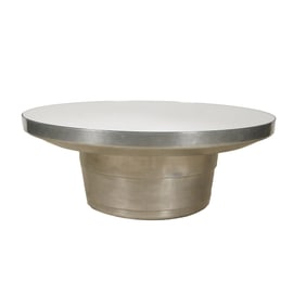 A Modernist Round Metal and Mirror Glass Coffee Table
