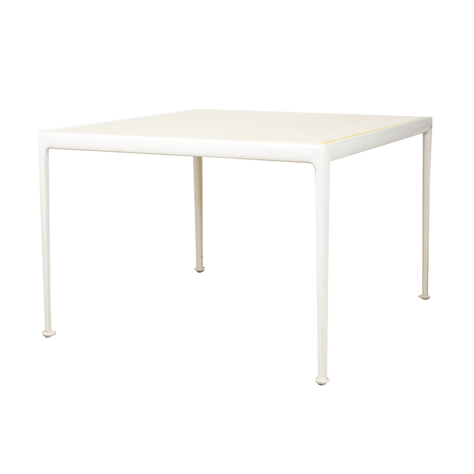 Richard Schultz for Knoll: Patio Dining Table: metal with white and yellow finishes; unsgned Overall: 26 1/4 x 38 x 38 in. (66.7 x 96.5 x 96.5 cm.) Note: This item does not qualify for in-house shipping. Please see our preferred shippers list for