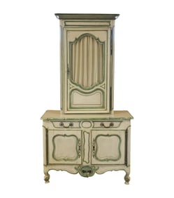 A Louis XV Provincial Green and White-Painted Buffet a Deux Corps