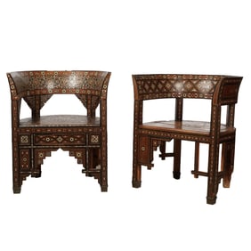 A Pair of Moorish Inlaid Armchairs (as is)