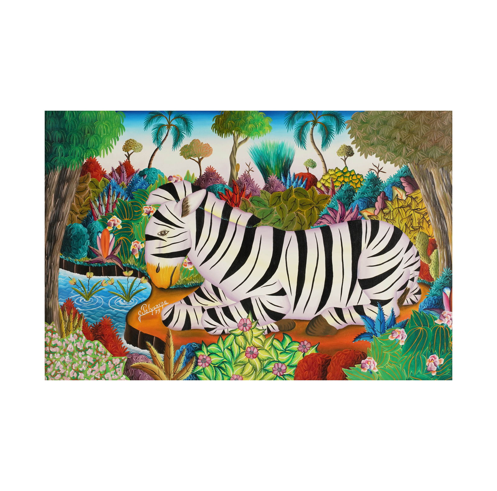 Jerome Polycarpe, Haitian B. 1950, Zebra (1 of 9)