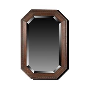 An Octagonal Carved Oak Wall Mirror